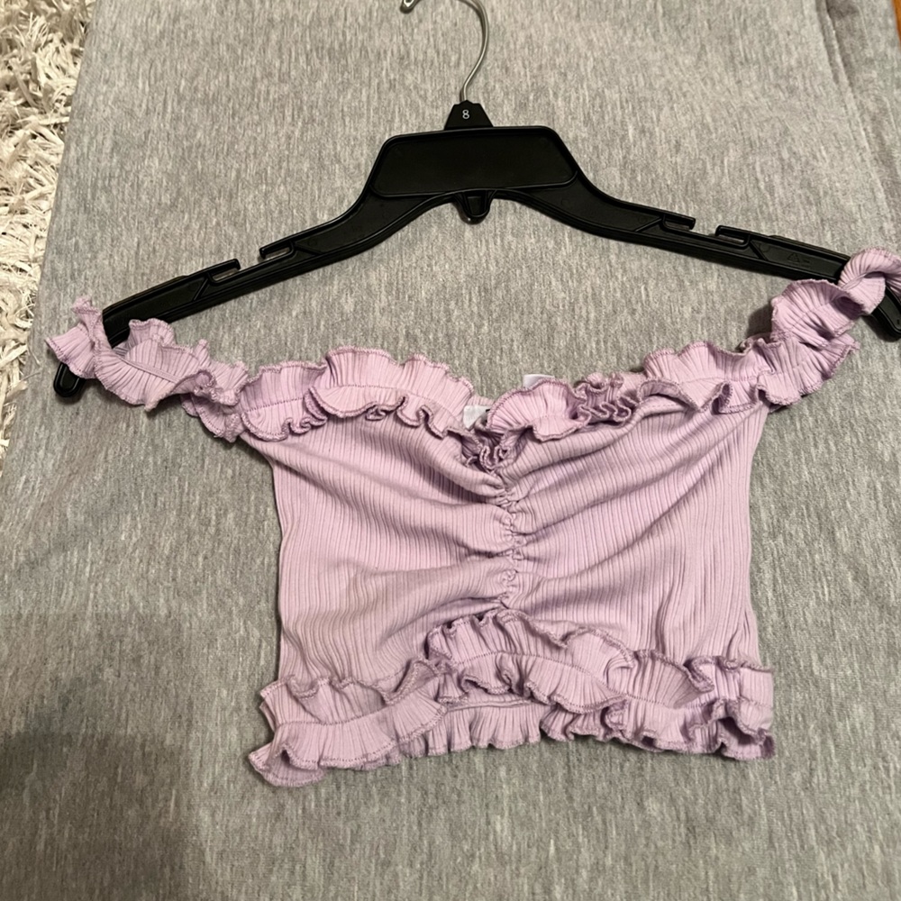 Tiger Mist Ruched Off Shoulder Crop Top XS